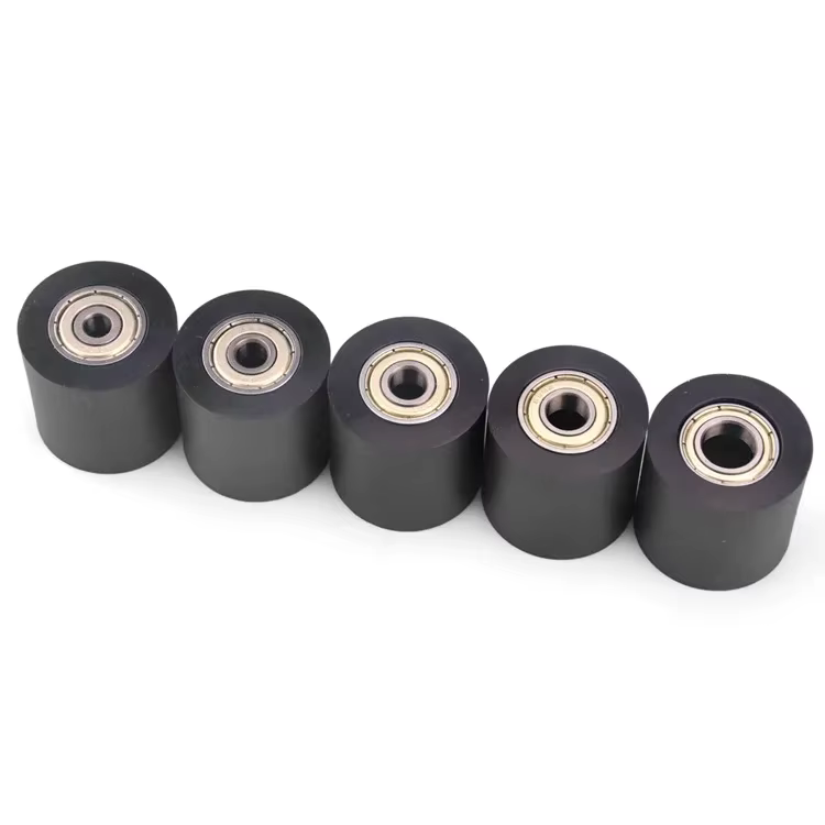 Rouleau en polyuréthane PU noir avec deux roulements