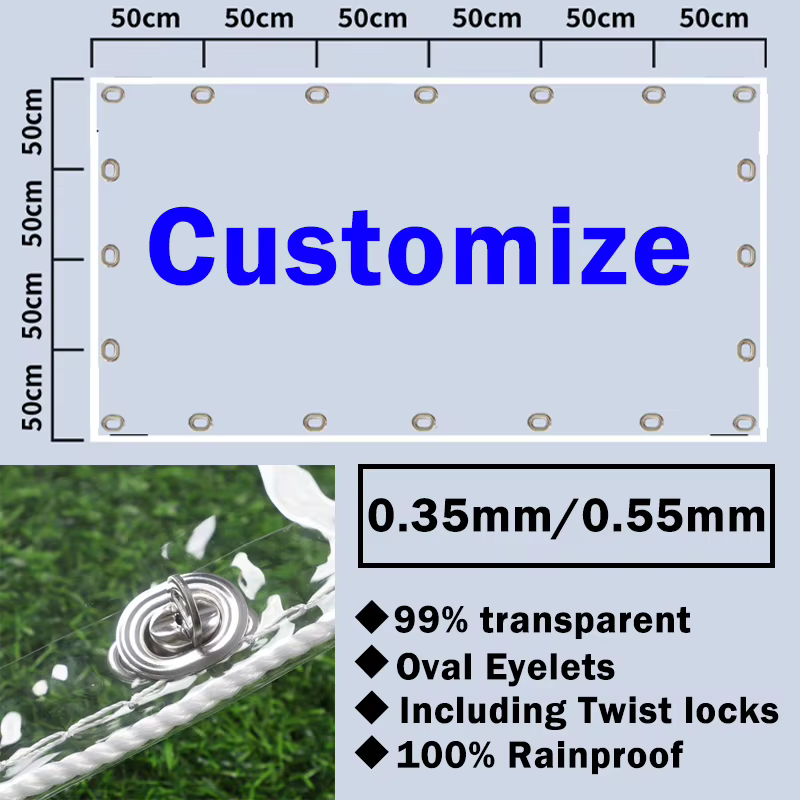 Bâche transparente avec œillets ovales