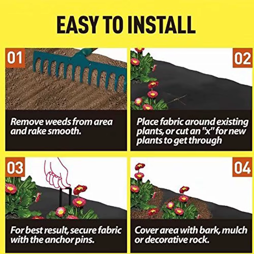 Toile de paillage robuste pour jardins extérieurs – Tissu non tissé anti-mauvaises herbes – Rouleau