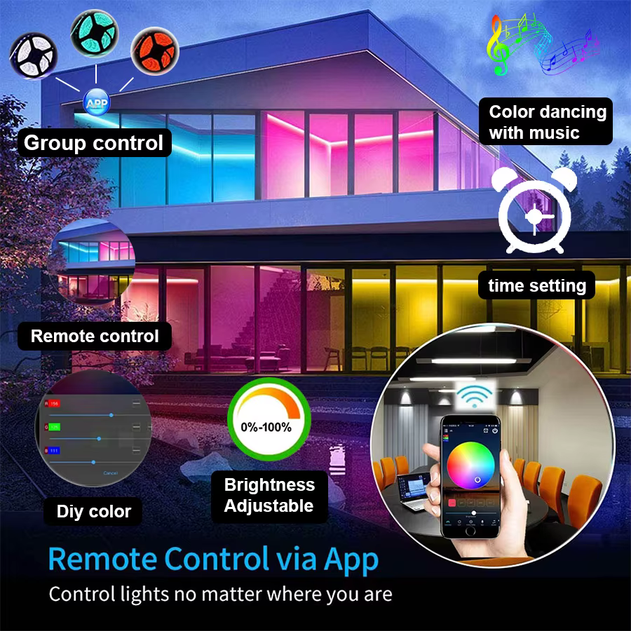 Bande lumineuse LED RGBWW WIFI 5050 RGBW, ruban Flexible, contrôle par application + alimentation, fonctionne avec Alexa Google pour la décoration intérieure