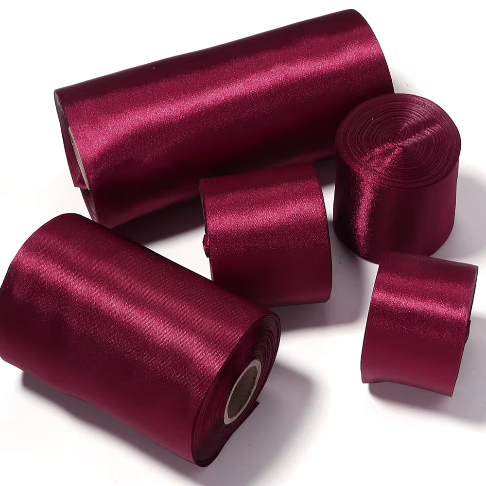 Ruban en satin rouge bordeaux 40/50/60/100/150 mm de large pour chemin de table de mariage