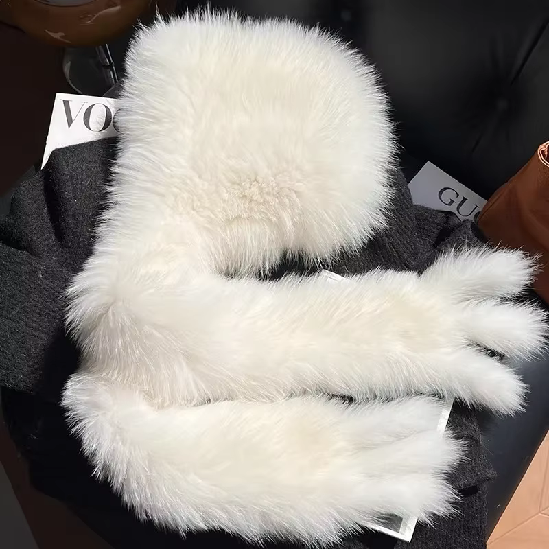 Chapeau de neige en vraie fourrure de renard, écharpe, chapeaux intégrés, Sable chaud et avancé, casquette de Protection des oreilles en peluche épaisse Double face