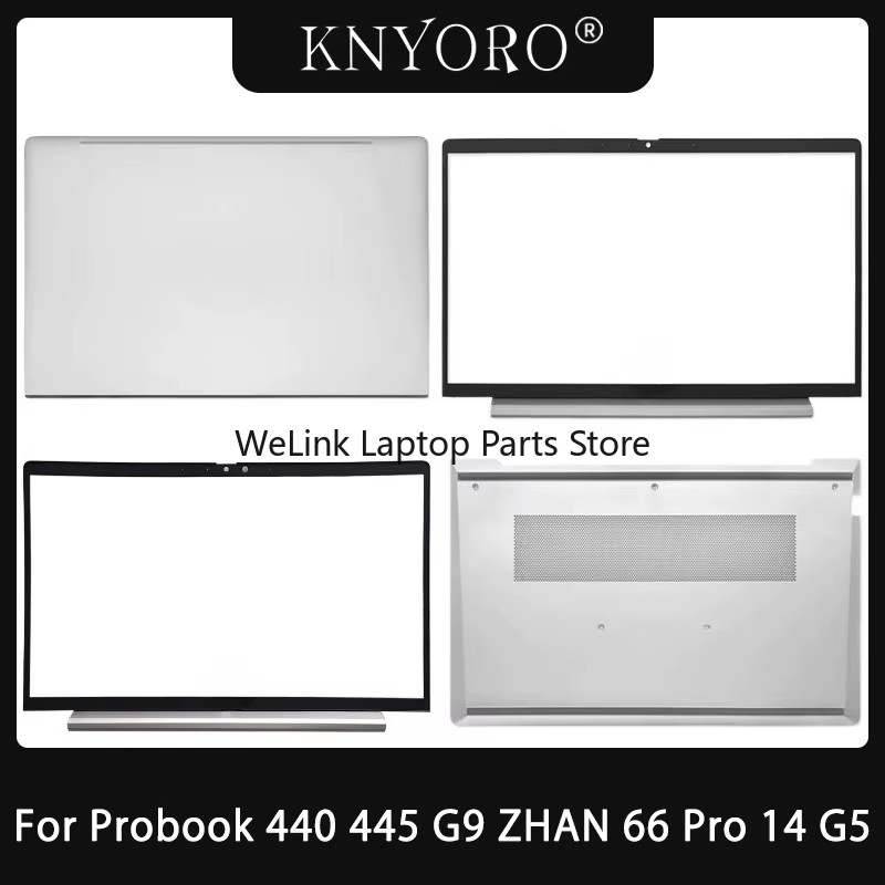 Pour ordinateurs portables HP Probook 440 G8 G9 445 G8 G9 ZHAN 66 Pro 14 G5 – Couvercle arrière d'écran LCD, cadre frontal, base inférieure, coque inférieure