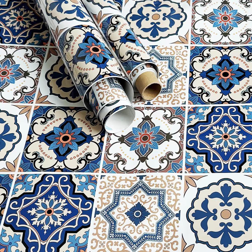 Papier peint auto-adhésif imperméable à l'huile pour carrelage de cuisine