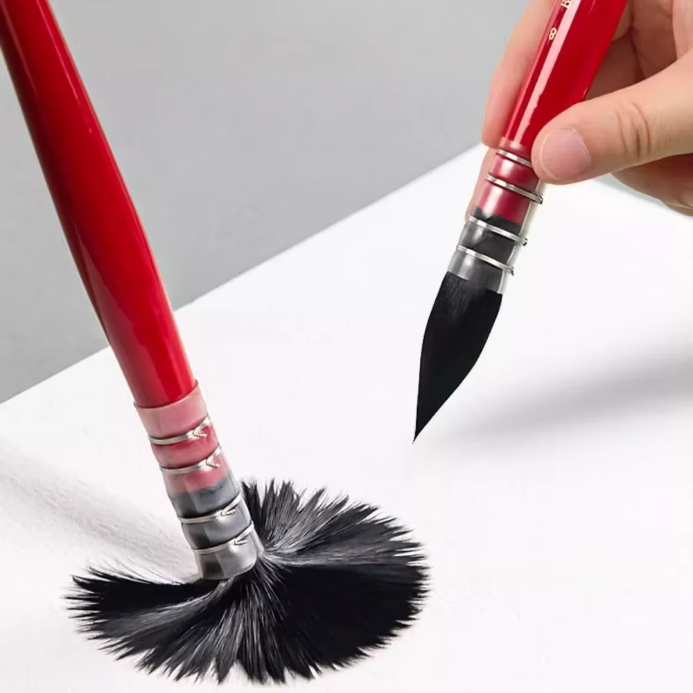 Pinceau rond à tête pointue en poils de écureuil Borrence, pinceau pour aquarelle, gouache, stylo à ligne fine pour les fournitures artistiques scolaires