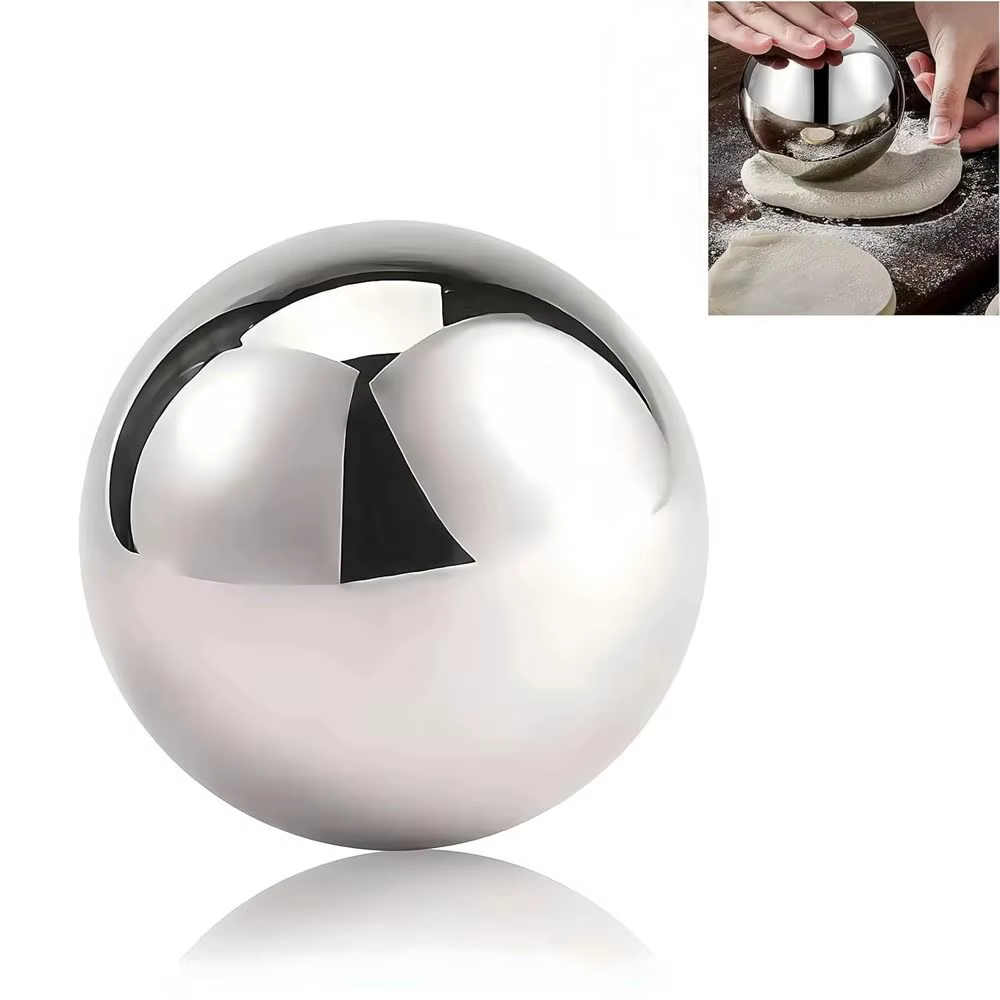 Boule de pâte à rouler en acier inoxydable, rouleau à pâte lisse et antiadhésif, boule à rouler circulaire durable pour la cuisson de la pizza, 10cm