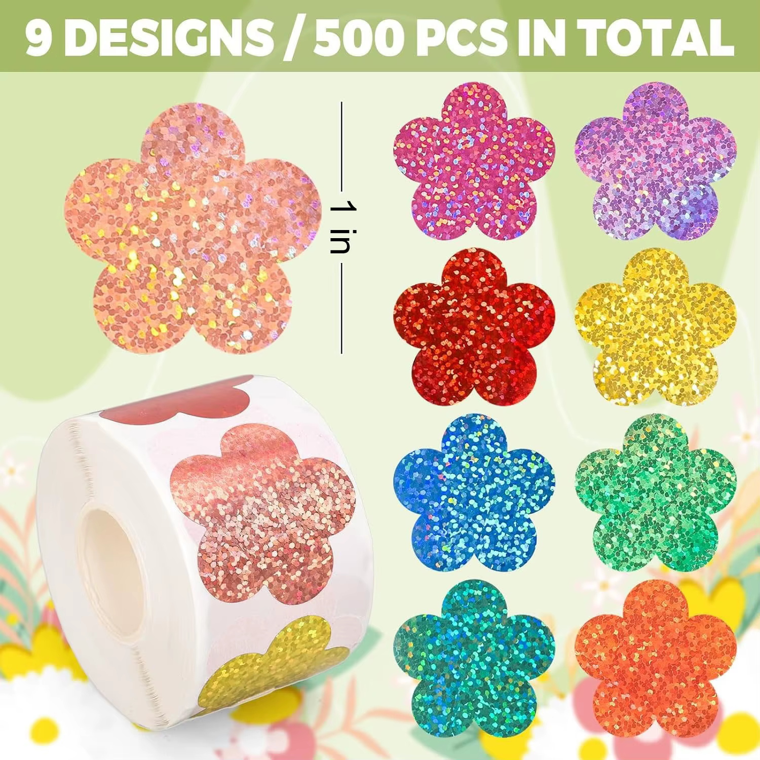 Rouleau d'autocollants de fleurs Laser