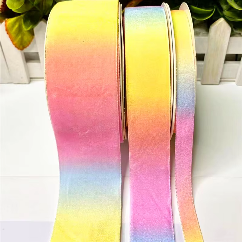 Ruban en velours arc-en-ciel 10mm 25mm 38mm