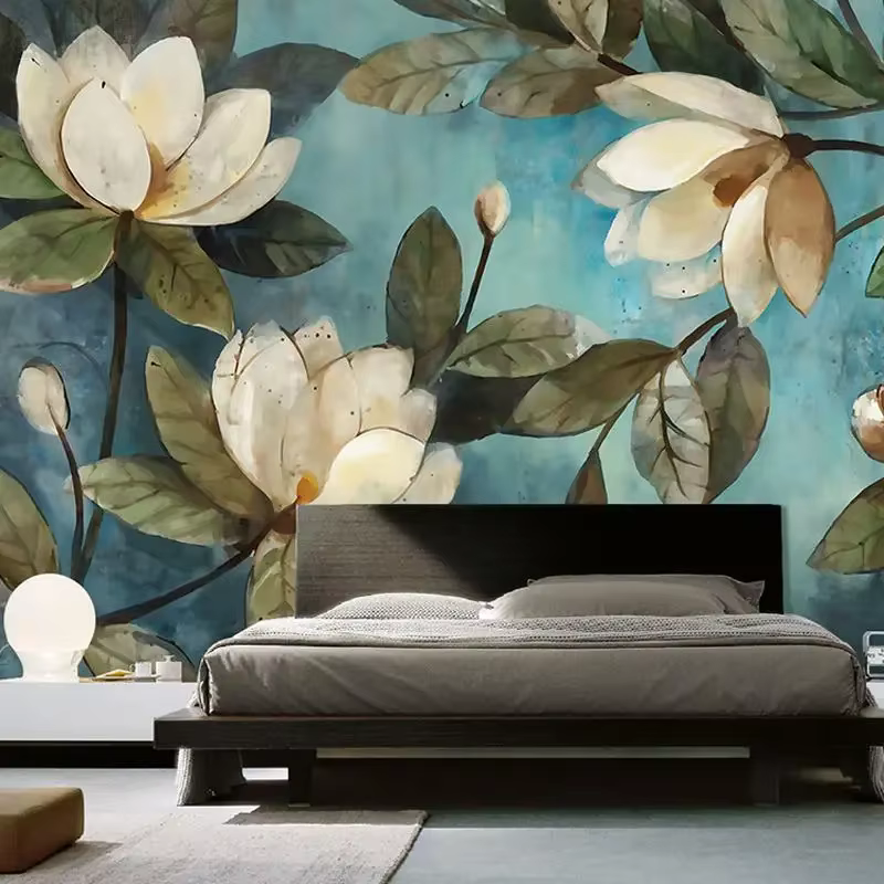 Peintures murales de peinture à l'huile de style rétro, Bergame profonde, papier peint 3D blanc, papier peint de fond de salon, décoration d'intérieur, haute qualité