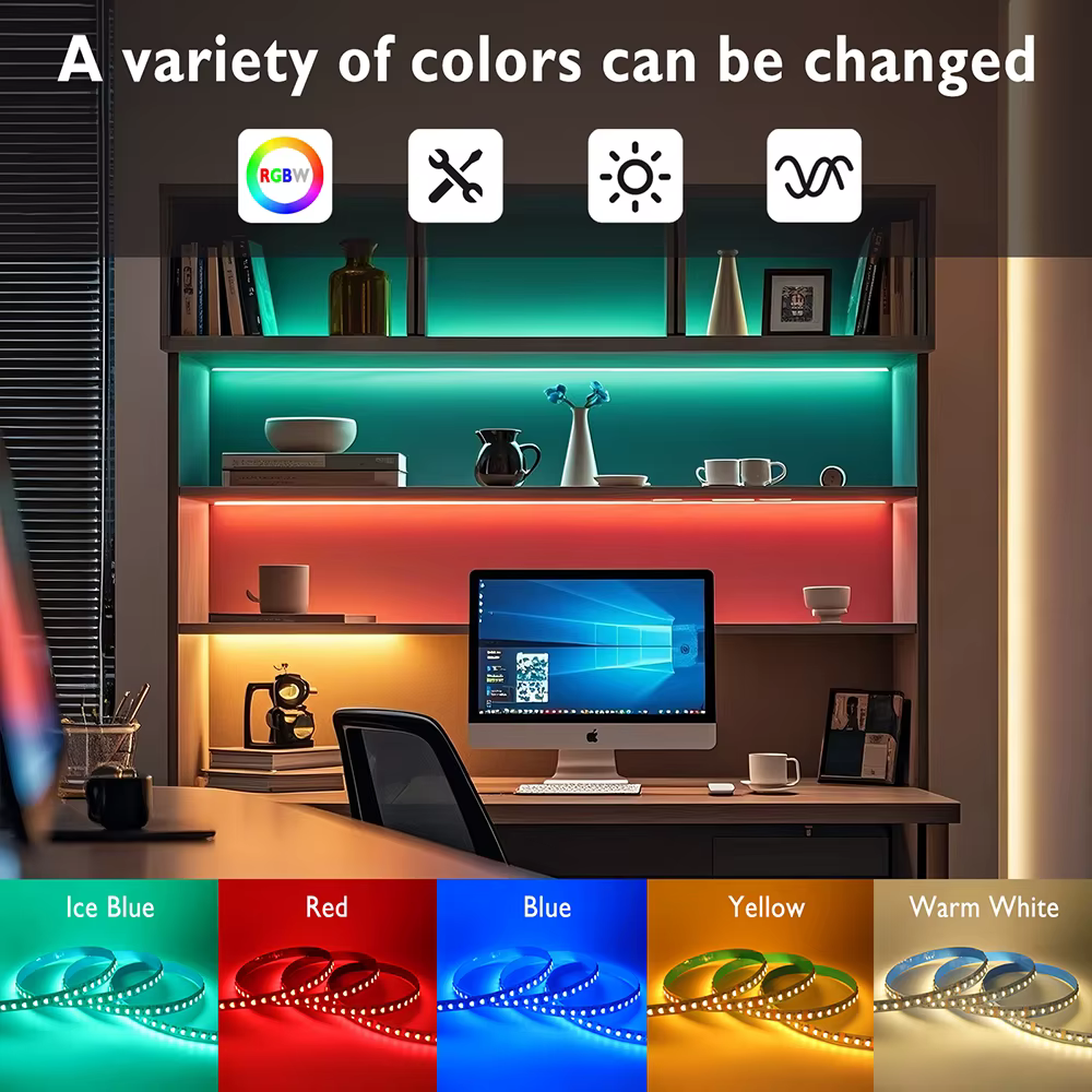 Bande lumineuse Led RGBW RGBWW RGBCCT, 5m, 4 5 couleurs en 1, puce 12V 24V 5050 60 120 108 LED/m, ruban Flexible, DC, décoration de la maison