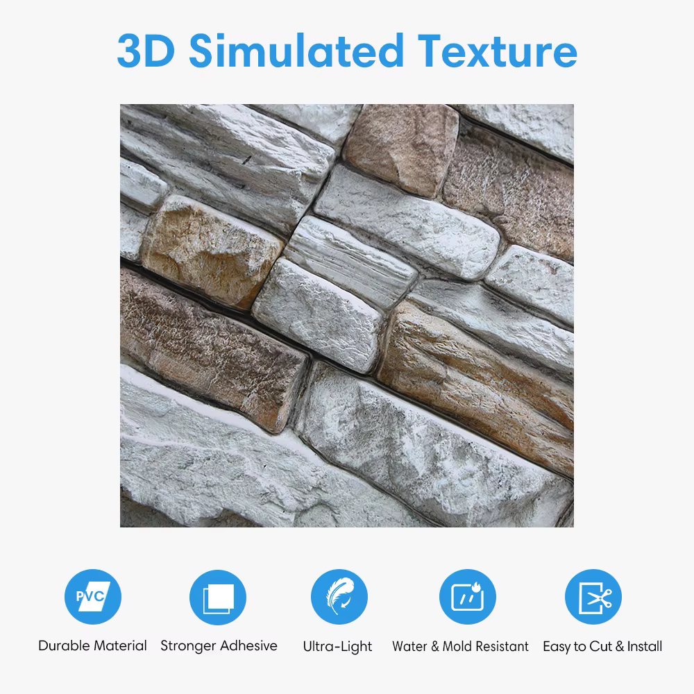 10/20 pièces de panneaux muraux 3D imitation pierre