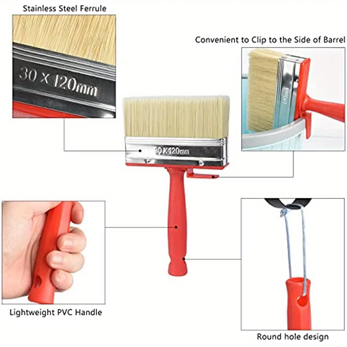 1 grand pinceau à peinture, idéal pour une couverture lisse et uniforme sur les murs, les portes, les sols et la décoration en bois !