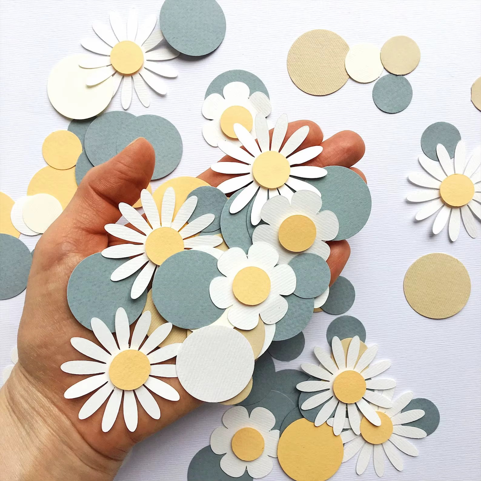 1 sac doux rond marguerite fleur papier confettis mariage fleur Table disperser bébé douche fête d'anniversaire boîte-cadeau décorations approvisionnement