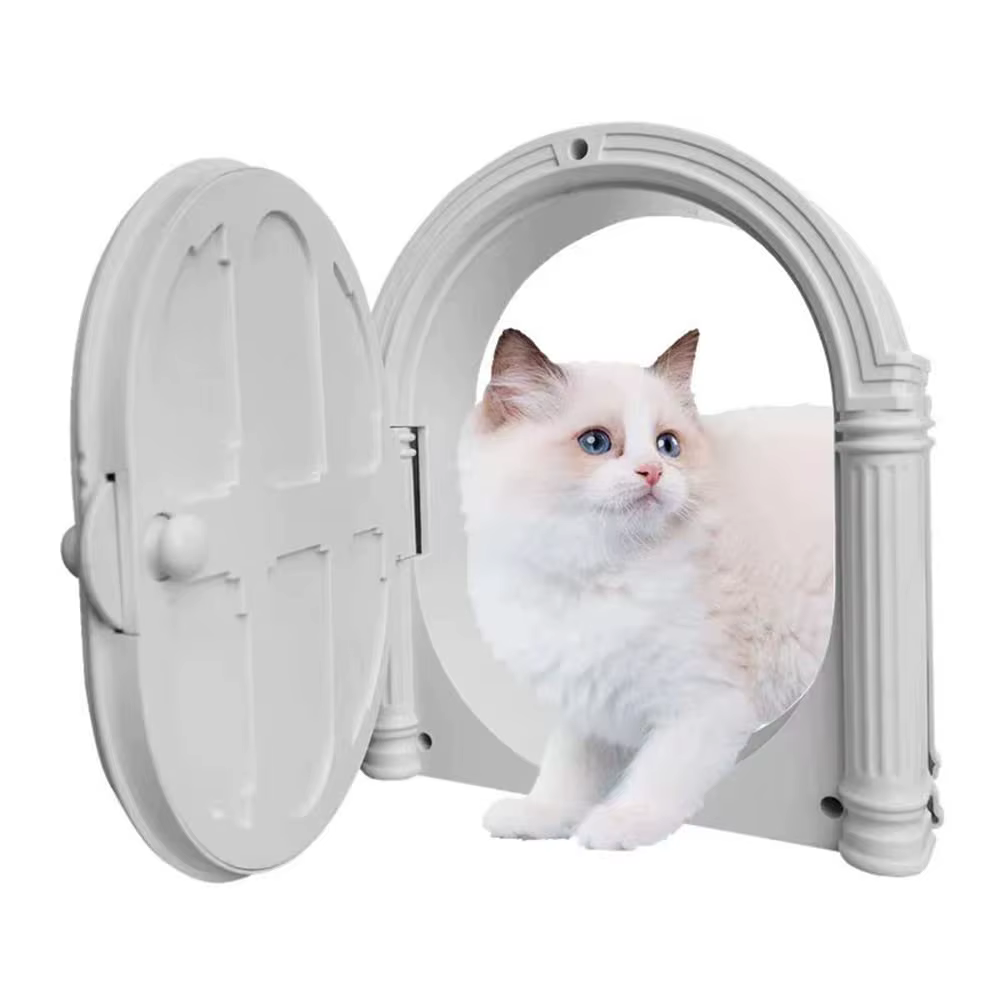 Porte pour animaux de compagnie en ABS, porte pour chat, porte pour chien, entrée et sortie sécurisées et durables, porte plate pour chat, maison pour chat et chien