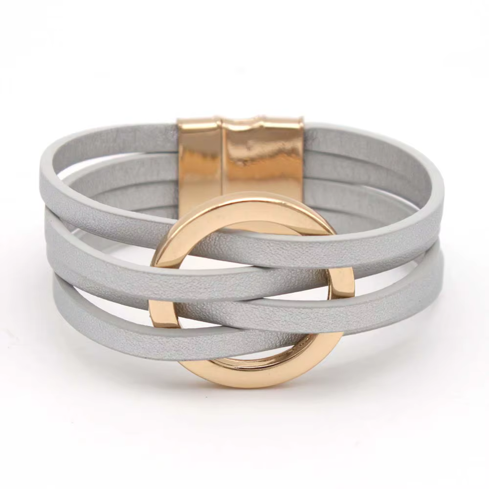 Bracelets en cuir pour femmes, à la mode, élégants, multicouches, large, bijoux cadeau, 2024