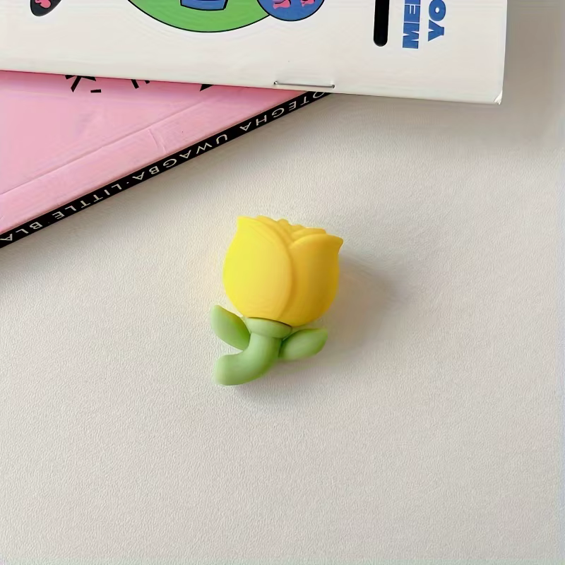 Protecteur de câble conçu en forme de fleur de tulipe, 4 pièces, protège et décorer le câble de données du téléphone, mignon et Durable