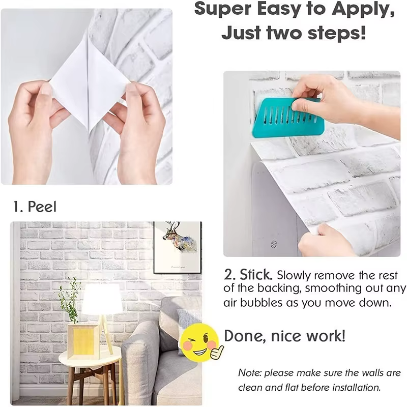 Papier peint en brique Peel And Stick pour chambre à coucher Faux