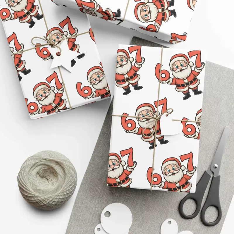 Rouleau de 67 papiers d'emballage amusants pour enfants, emballage cadeau de Noël du Père Noël 67