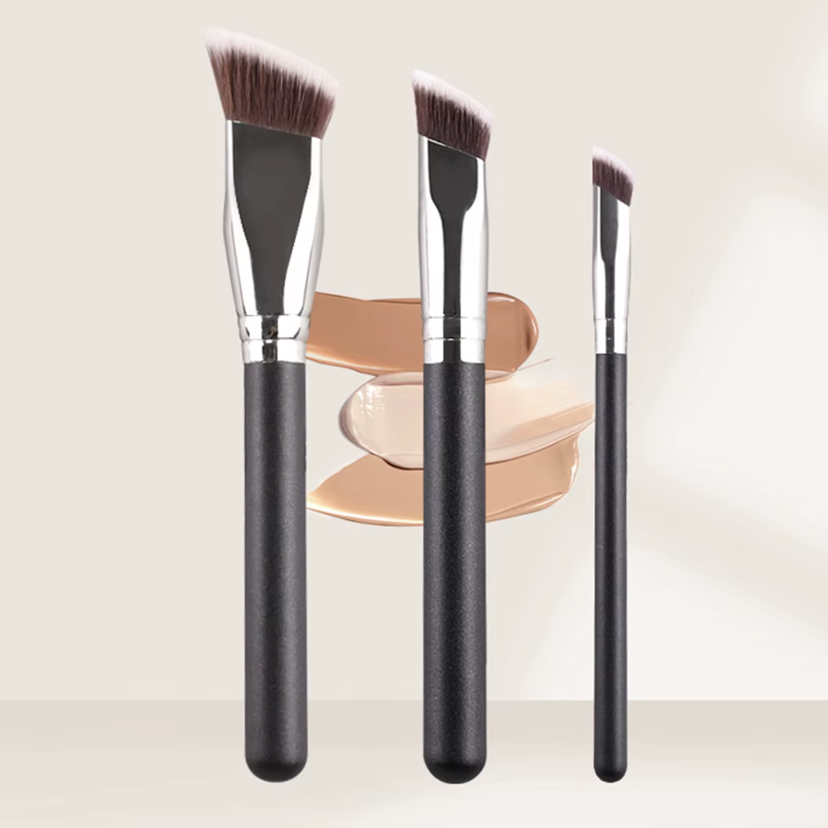 Pinceaux de maquillage pour Contour de poudre liquide coudée, crème, Blush, fond de teint liquide, brosse de mélange, outils de beauté professionnels coudés