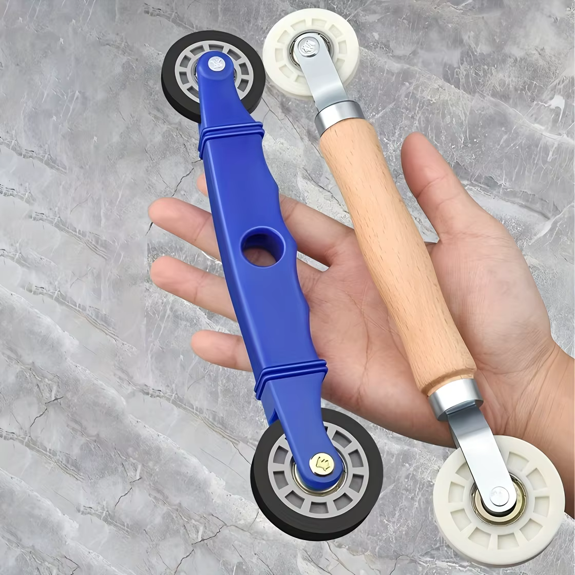 Outil de rouleau de canal de bande LED - 2 rainures en U et roues plates avec poignées en bois/plastique | Instalez