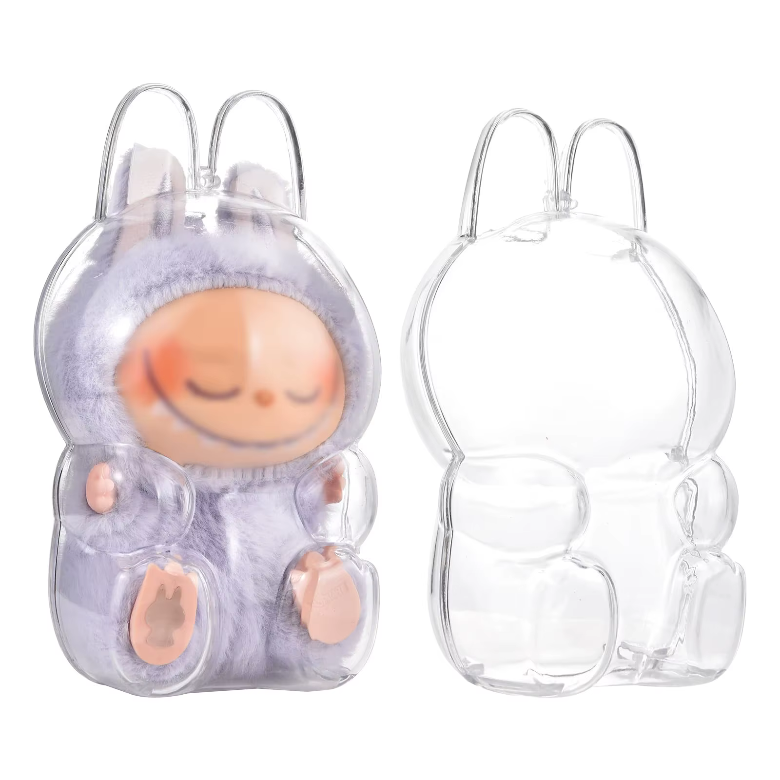 Étui de protection pour poupée Labubu V1 V2 V3V4, vitrine en plastique acrylique pour série debout et siège avec porte-clés, 1 à 3 pièces