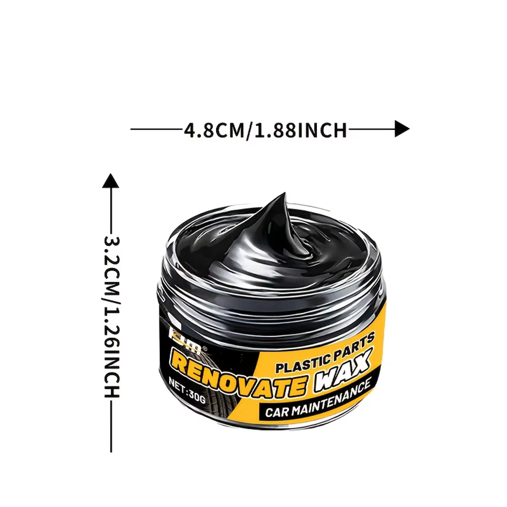 1 pot de cire de restauration et de protection noire brillante pour l'intérieur de la voiture - Revêtement en plastique
