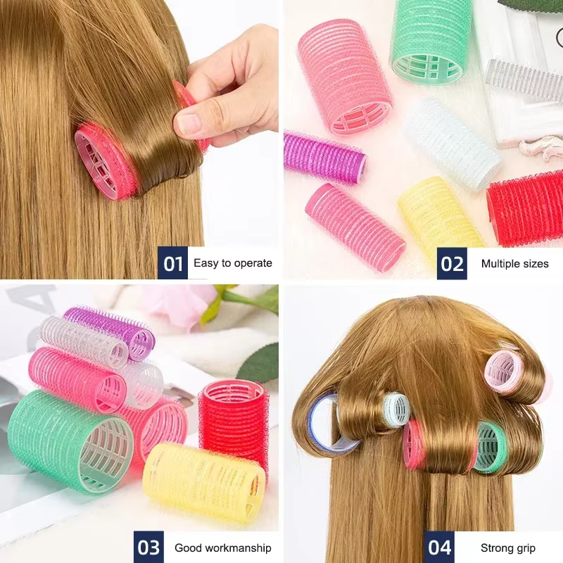 Bigoudis à cheveux auto-agrip crochet bigoudis rouleau sans chaleur Salon Dressing bigoudis taille Jumbo outils de coiffure collants