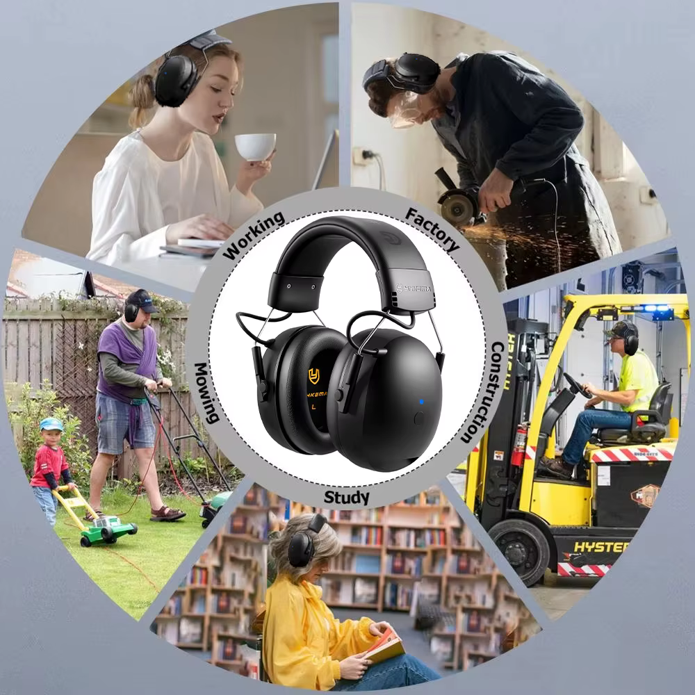 Casque de protection auditive Bluetooth YHKEMA EB20, protège-oreilles confortables, mode AUX, réduction du bruit