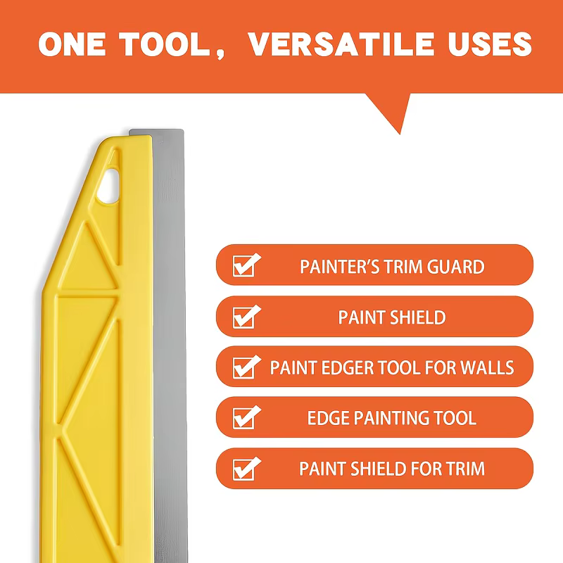 Bouclier de peinture jaune professionnel de 12 pouces : poignée ergonomique pour une coupe et un bordage de précision. Durable pour un usage domestique et commercial.
