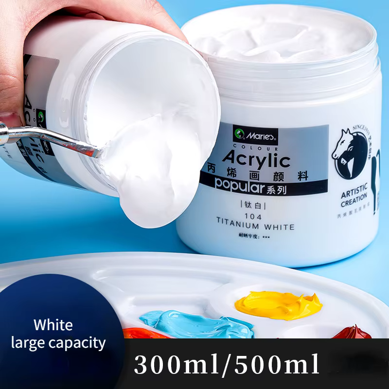 Peintures acryliques blanches de 300ml en grands pots pour peinture murale sans perte de couleur