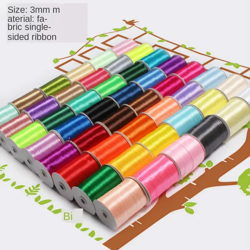 Rubans en satin de soie blancs de 3 mm
