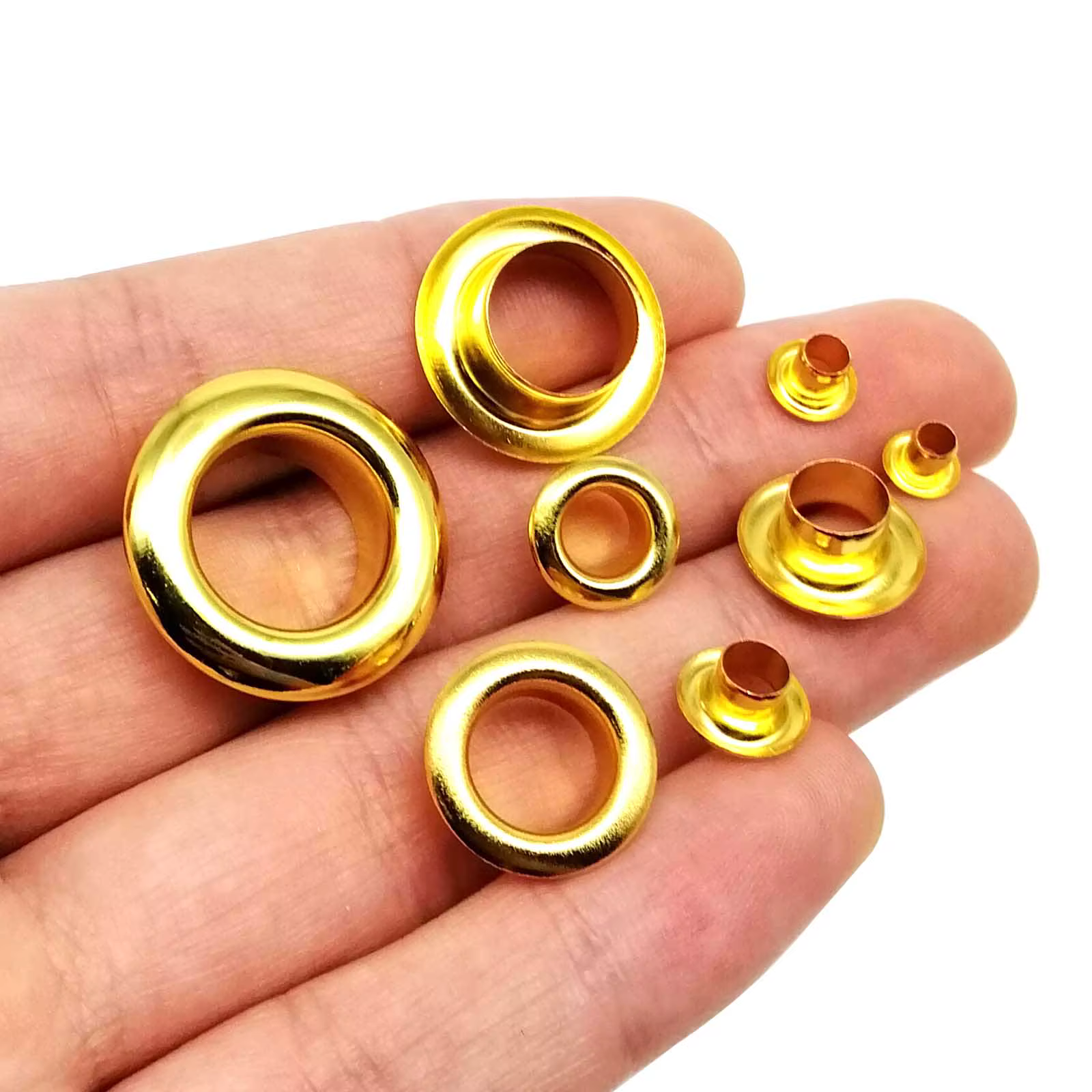 100 ensembles 2.5mm à 12mm oeillet doré de haute qualité avec rondelle œillet anneau trou d'air Rivet pour sac en cuir chaussures ceinture casquette vêtements