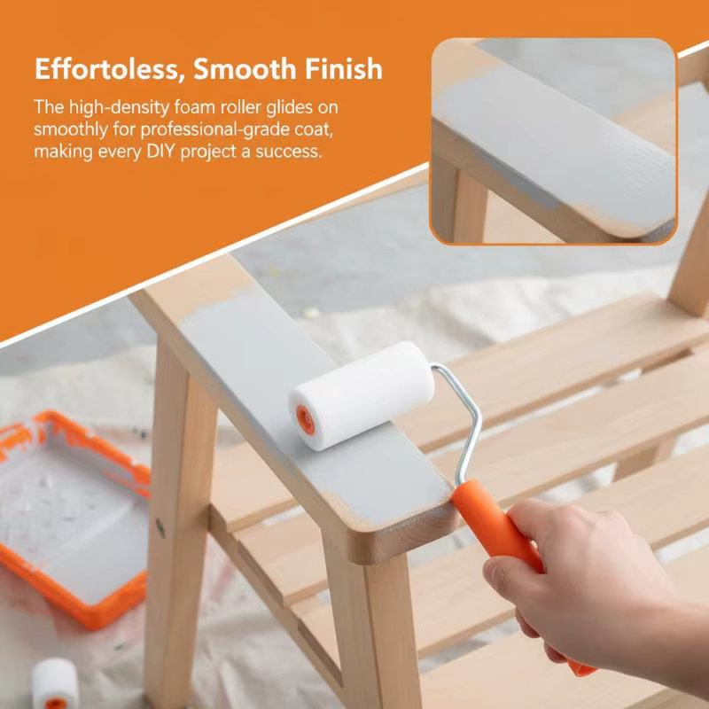 Kit de 6 rouleaux à peinture en mousse de 2 pouces avec revêtement de bac pour projets
