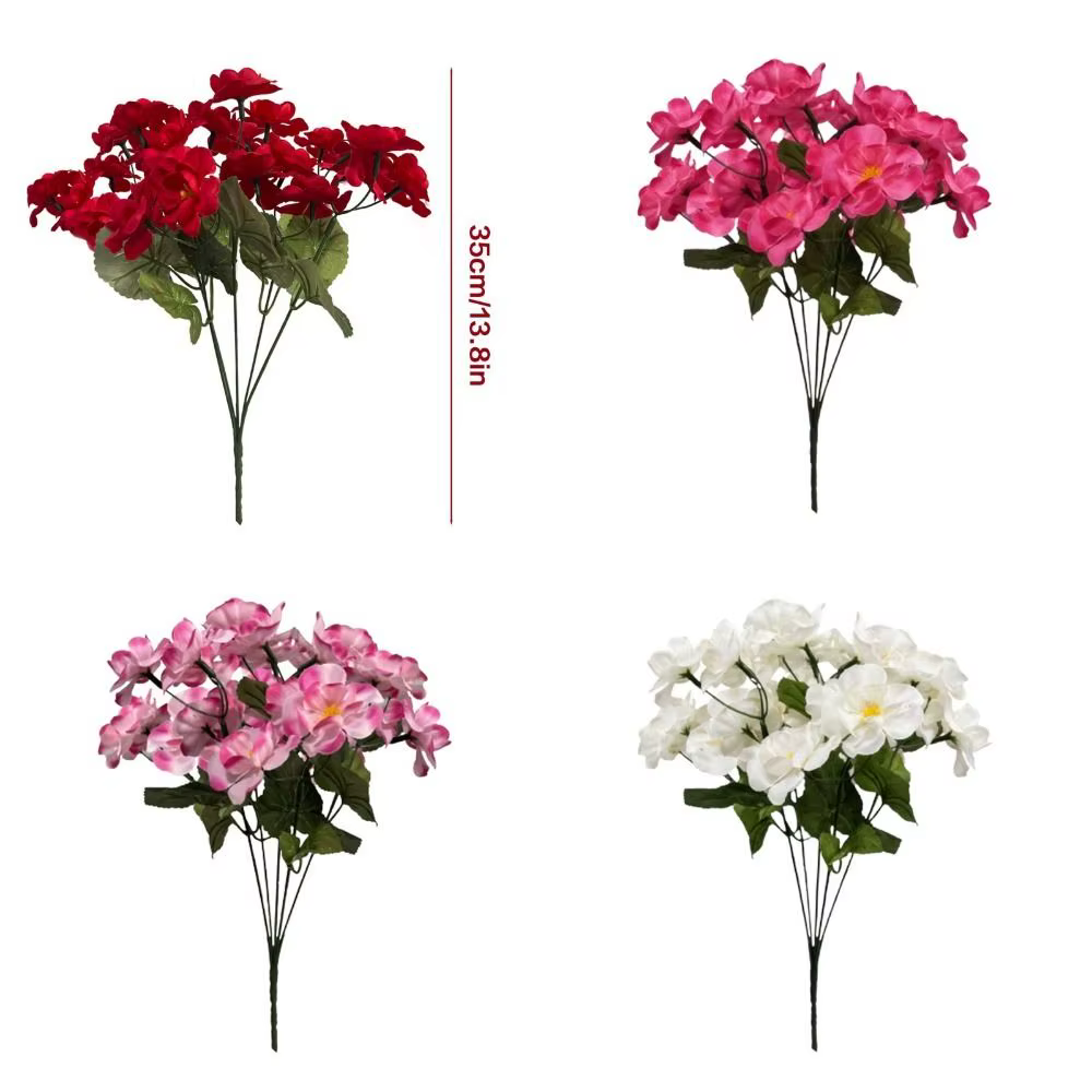 Fleurs artificielles réalistes de bégonia, protection UV, bouquet de mariée, fleurs de bégonia en soie, arrangement floral, couronne de festival