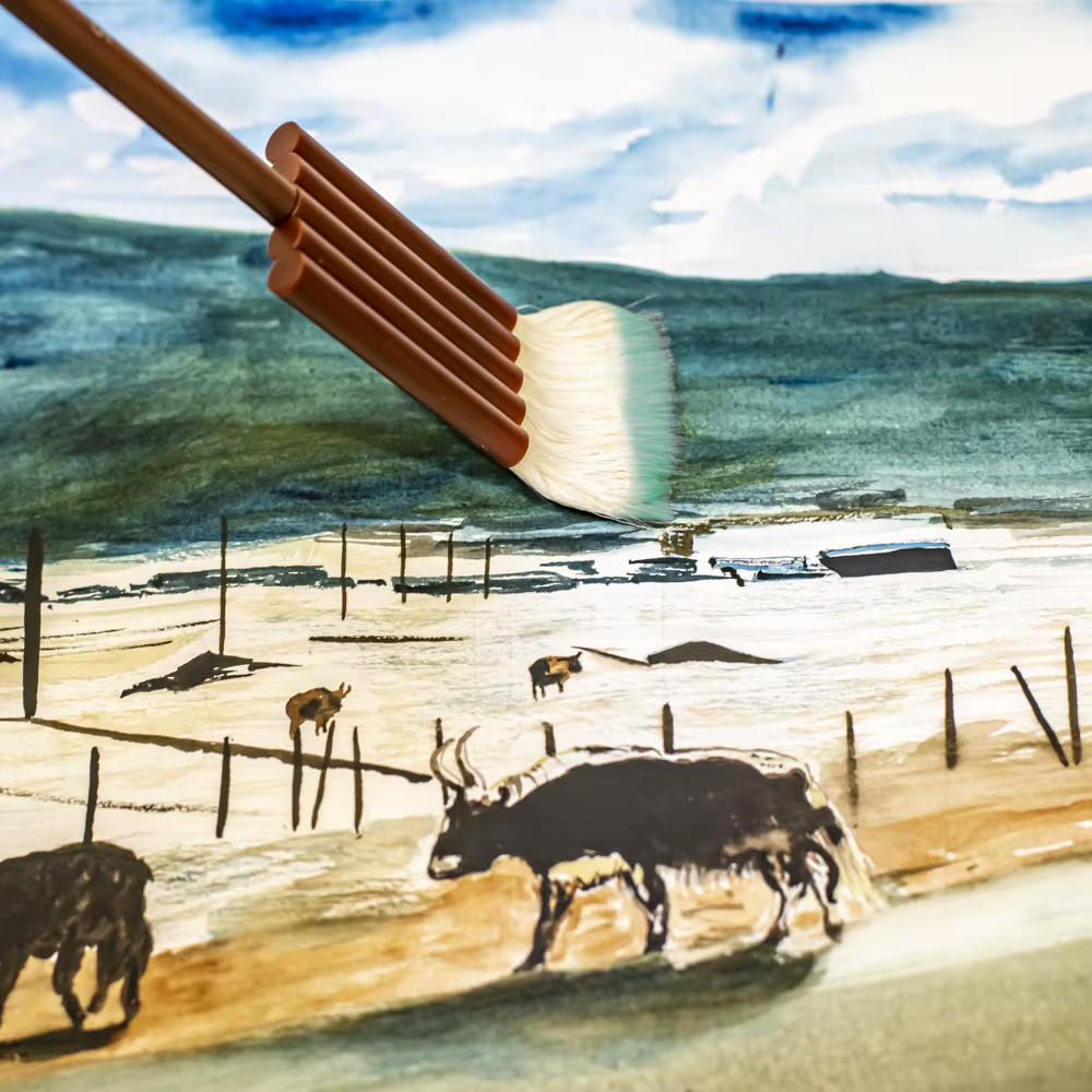 Artsecret-Pinceau plat en poils de chèvre doux pour peinture
