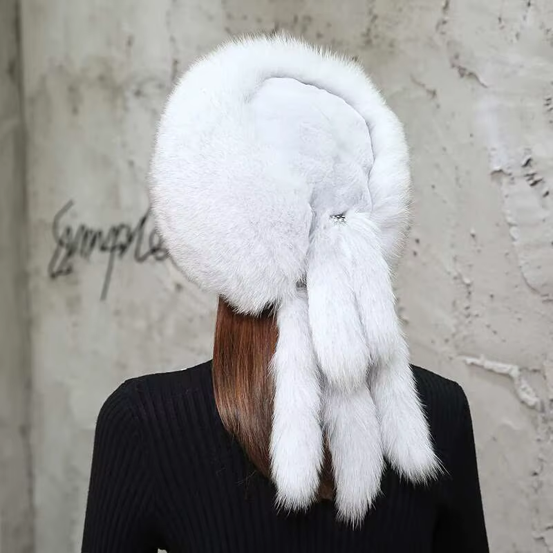 Chapeau en fourrure de renard pour femmes, mode d'hiver, Protection chaude des oreilles, chapeau de princesse en fourrure véritable, garde au chaud, casquettes épaisses, chapeaux de bombardier russes