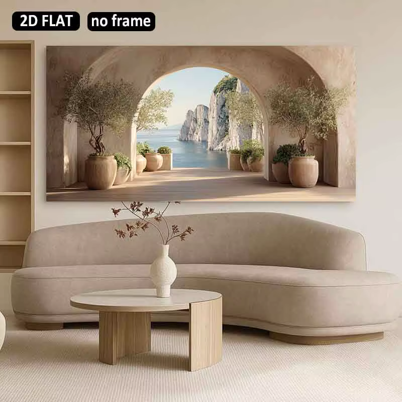 [2D Plat] 1 pièce 23.6X47.2in 60cmX120cm Peinture décorative murale polyvalente en toile de haute qualité sans cadre