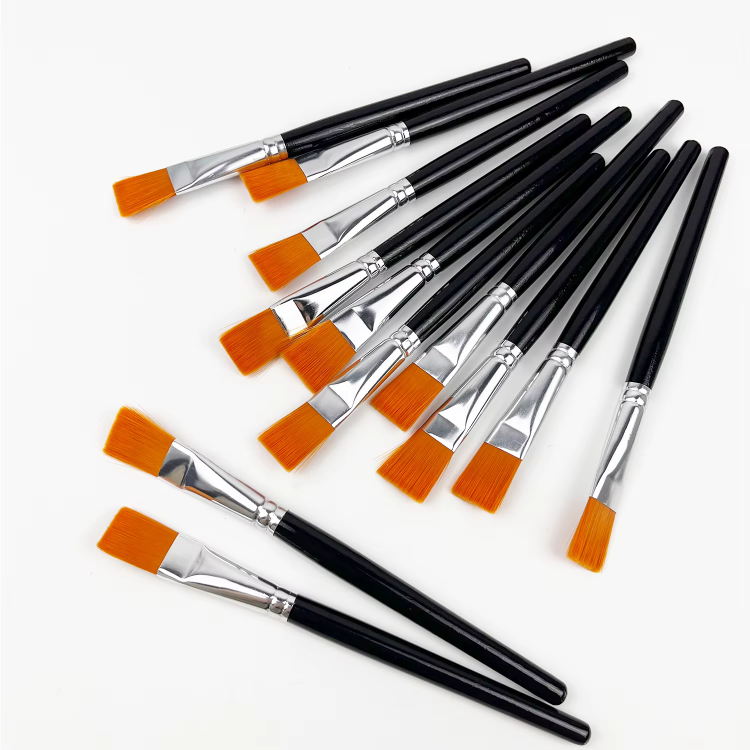 Lot de 12 petits pinceaux plats