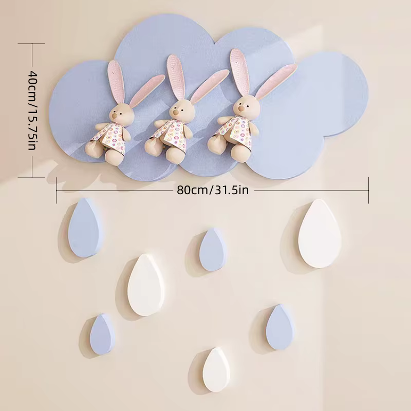Tuiles murales en feutre Nuages et Gouttes de Pluie
