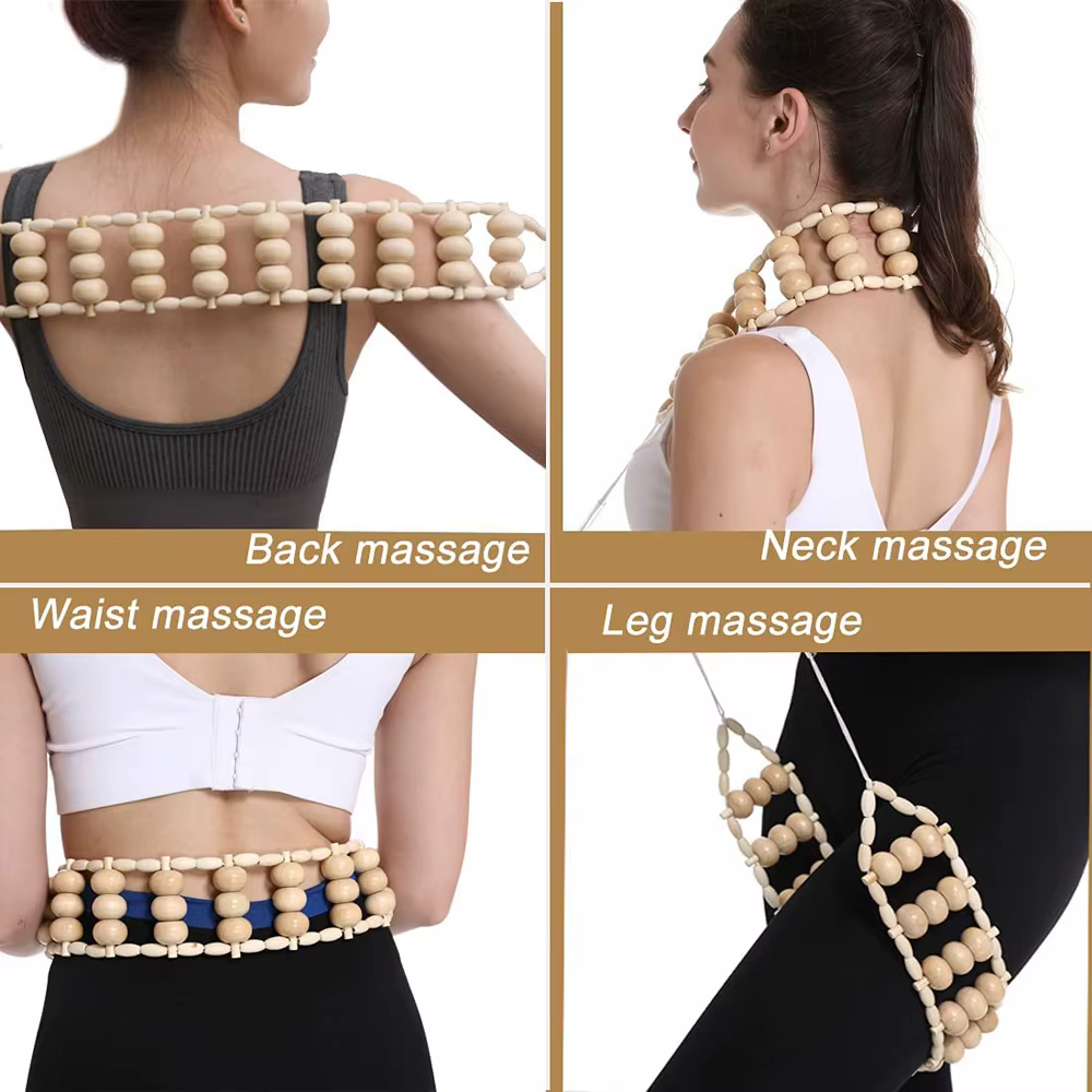 Corde à rouleau de Massage en bois, 1 pièce, pour le Drainage lymphatique et la sculpture du corps, outil de Massage du dos portatif pour soulager les douleurs musculaires
