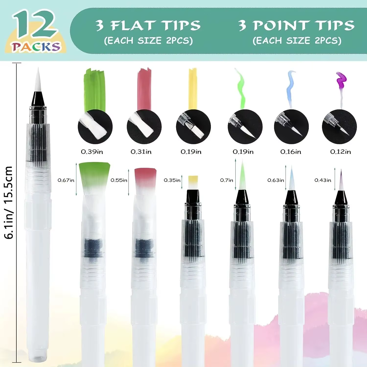 Stylos pinceaux pour aquarelle 12/24 pièces