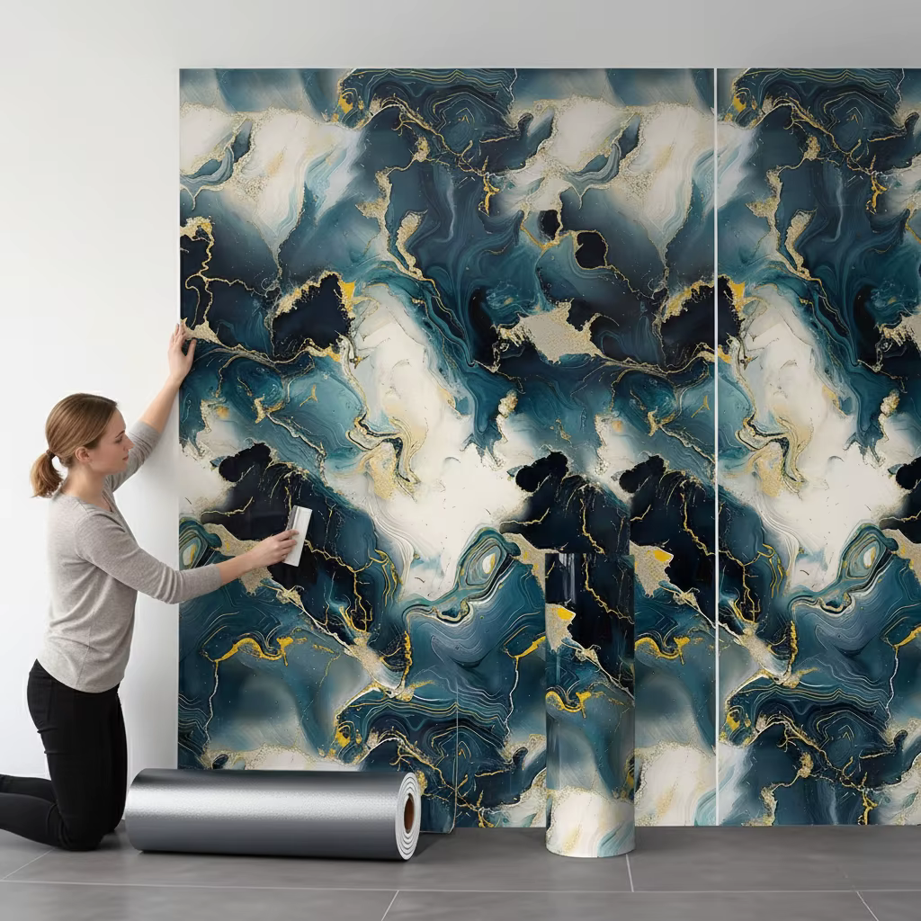 Autocollant mural 3D effet marbre épais