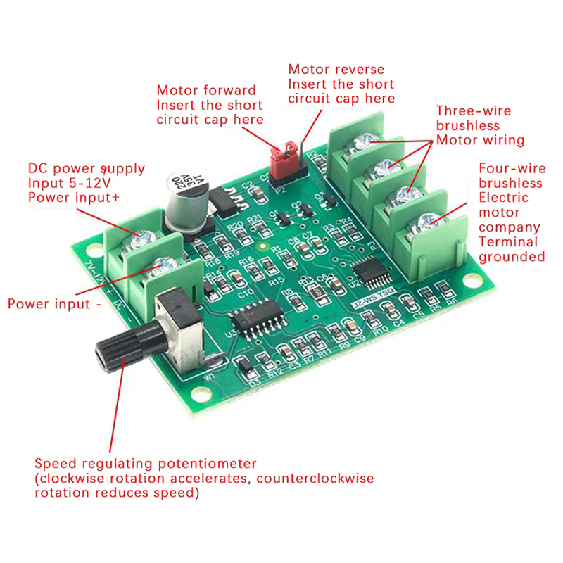 Carte de commande de moteur à courant continu sans balais, protection contre les surtensions et les surintensités pour moteur de disque dur DC 7V-12V.