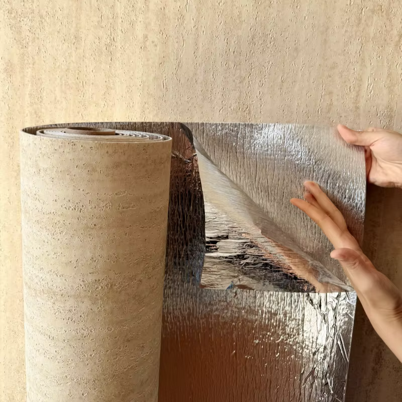 Papier peint auto-adhésif en fausse pierre de travertin 3D
