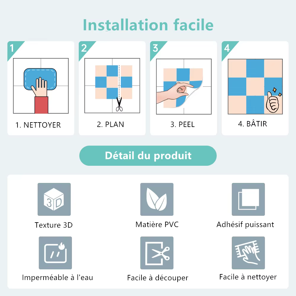 Panneaux muraux auto-adhésifs en fausse pierre 3D