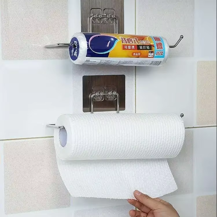 Sous l'armoire porte-rouleau de serviettes porte-papier auto-adhésif cintre support organisateur pour cuisine salle de bain étagère barre appareil ménager
