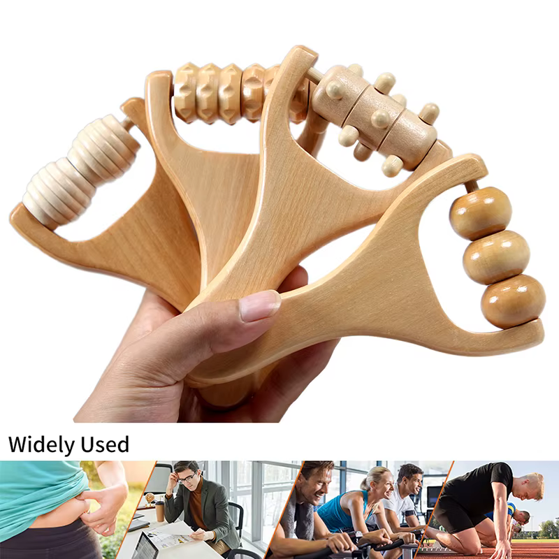 Rouleau de Massage en bois 1 pièce, rouleau corporel multifonctionnel pour la réduction de la Cellulite, soulage la Tension musculaire, rouleau musculaire naturel