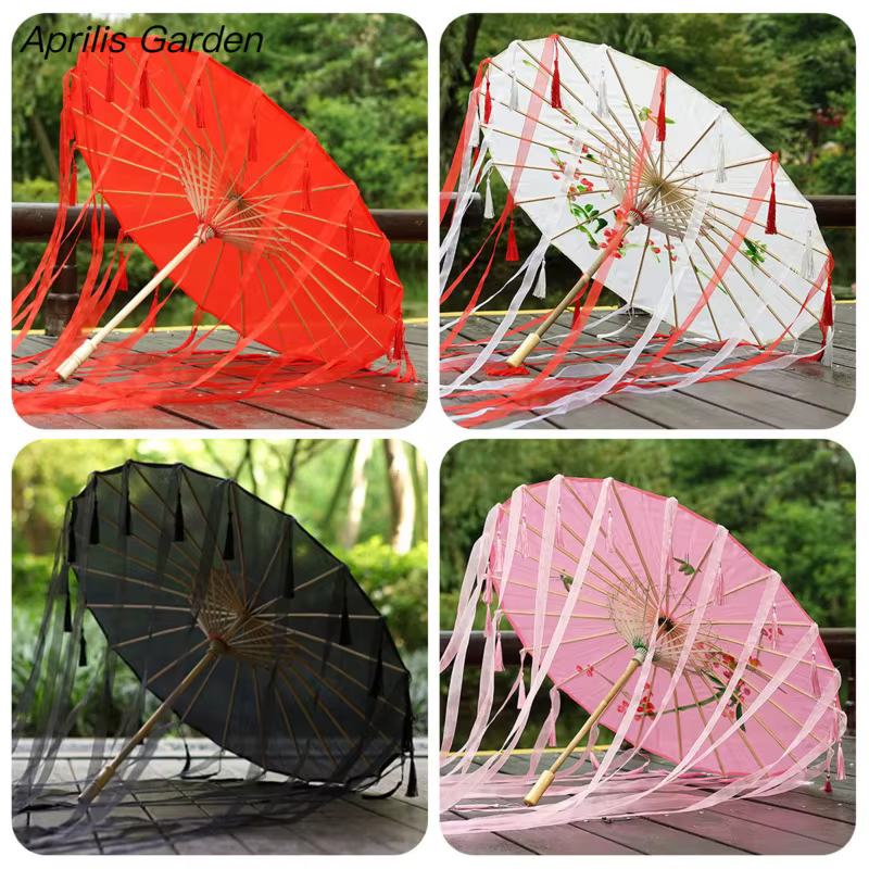 Glands chinois parapluie ruban soie parapluie Hanfu Cos parapluie accessoire Shoot ancien Costume paraguas cosplay princesse parasol
