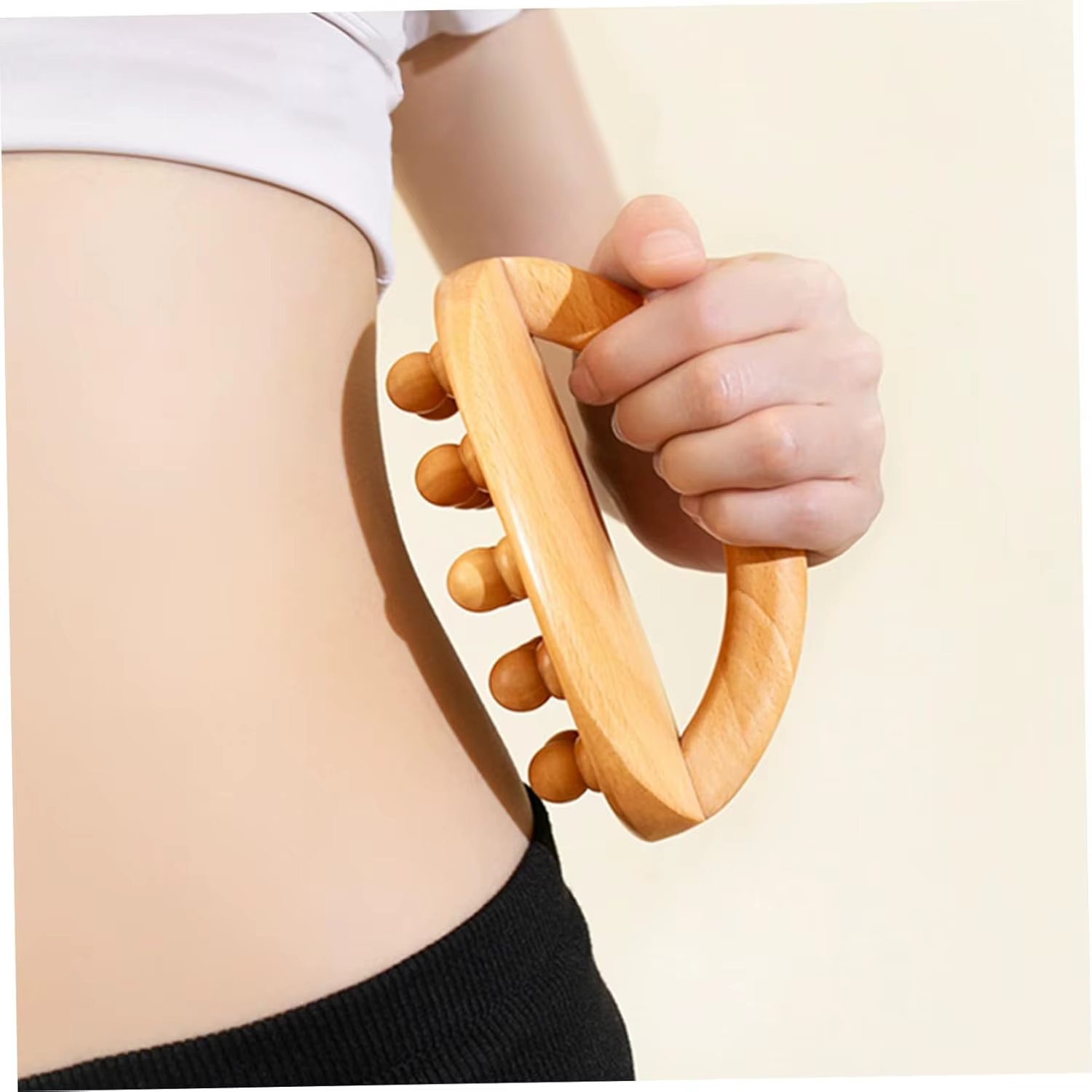 Rouleau de massage en bois pour drainage lymphatique, outil de massage de la cellulite à 14 perles pour la sculpture du corps, Gua Sha, détox de libération myofasciale