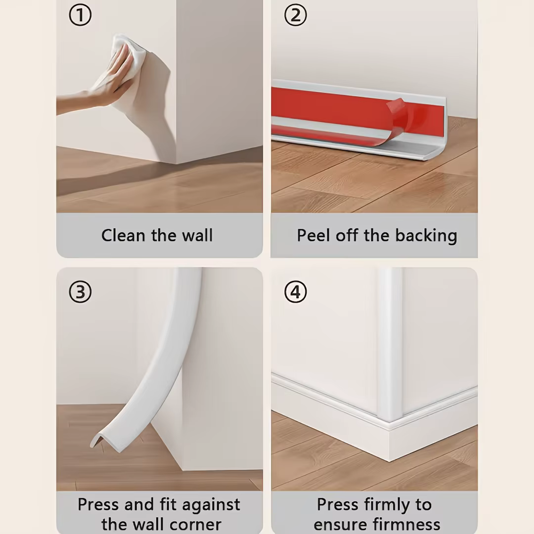 1 pièce de protection d'angle autocollante en plastique blanc de 1/2 m